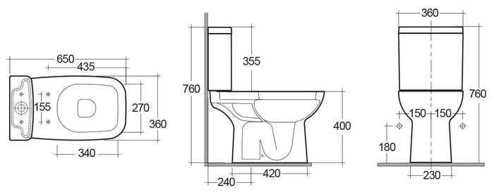 Vaso monoblocco origin con scarico a pavimento