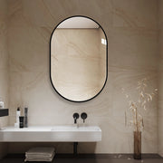 SPECCHIO AD ARCO CON CORNICE NERA IN ALLUMINIO