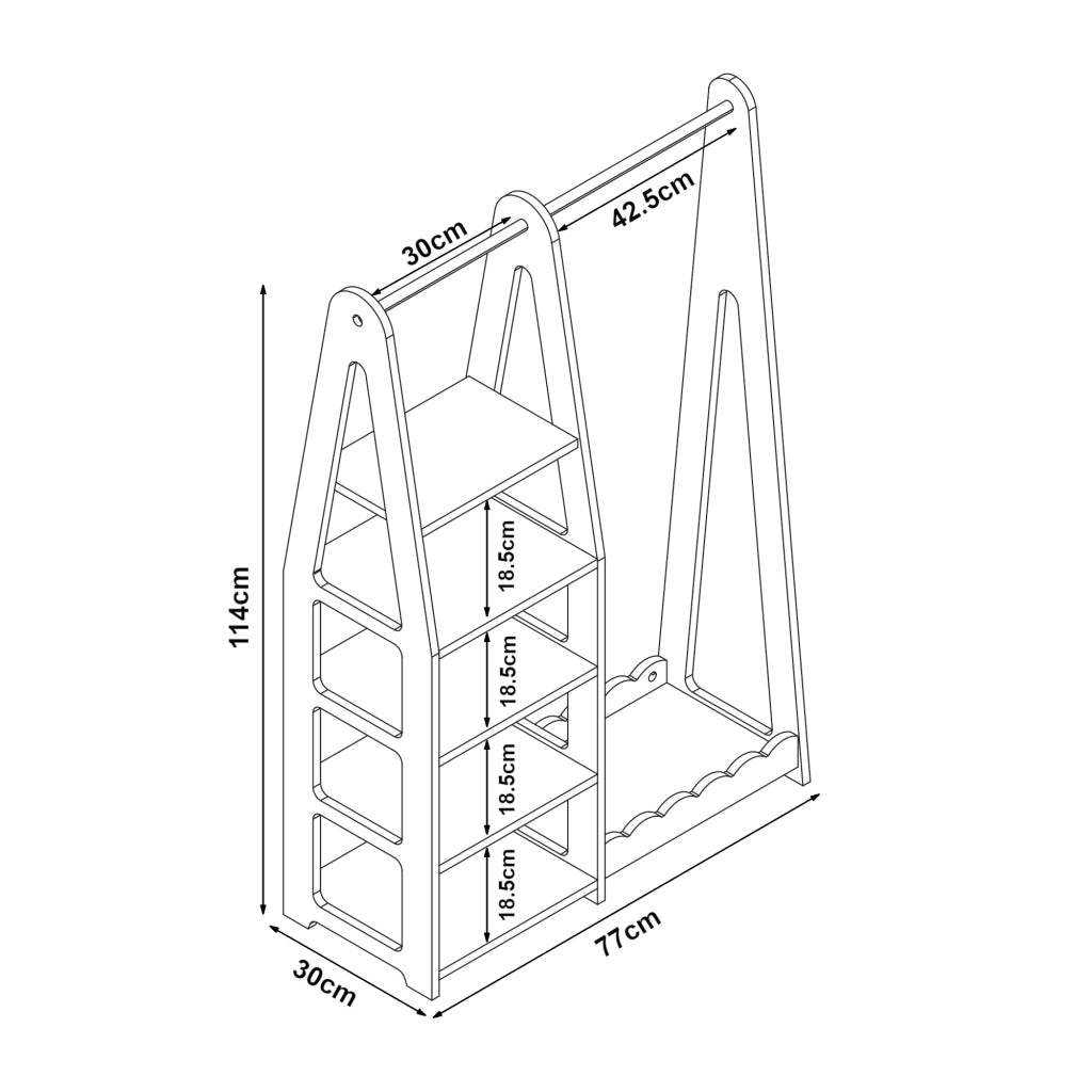 Guardaroba Aperto Vestnes per Cameretta Porta Abiti a Misura di Bimbi 114x77x30 cm Rosa [en.casa]