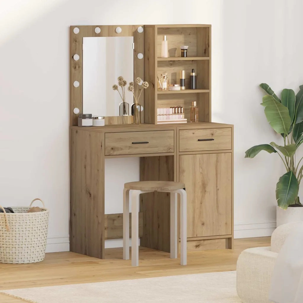 Set da tavolo da trucco con LED 2 pcs Rovere artigianale 3334280