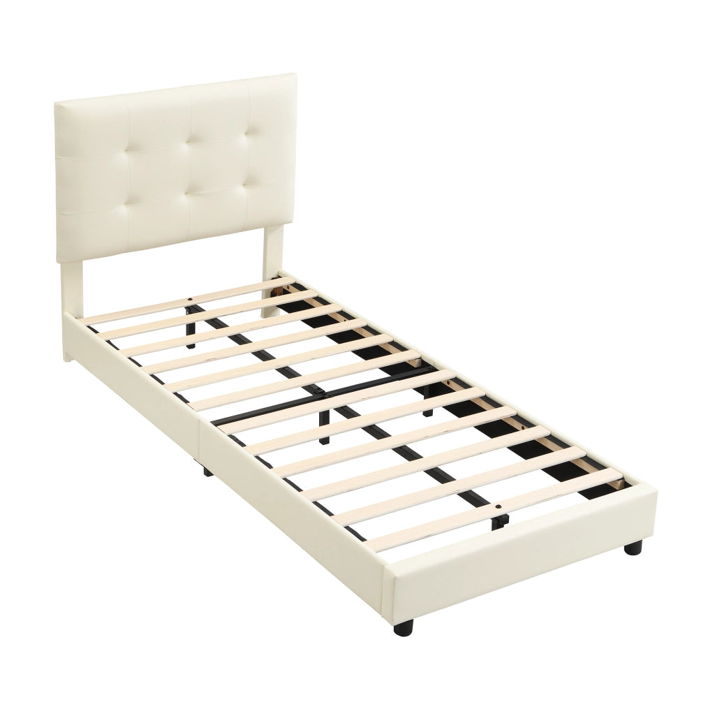 Polsterbett per bambini 90x200 cm con testiera a forma di biscotto; beige