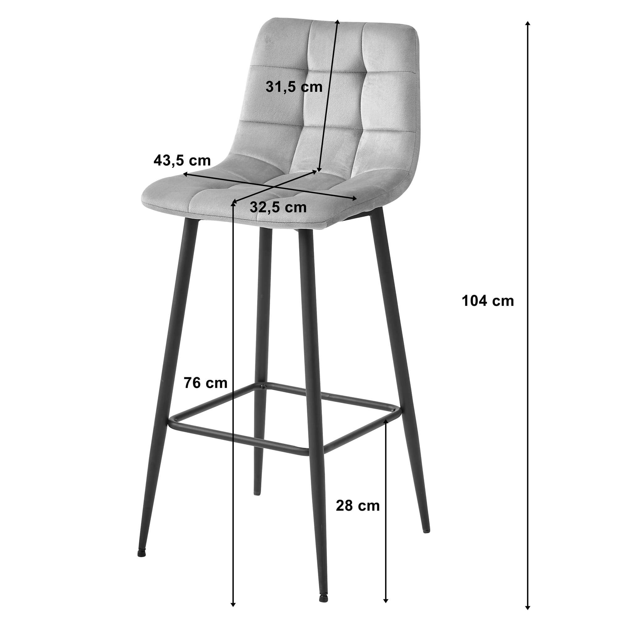 Sgabello da bar VALORA TEOTO - Velluto beige scuro con gambe nere x 4