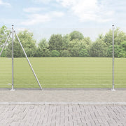 Recinzione in Rete Saldata con 7 Pali Flangiati 1.5x10 m Acciaio Zincato