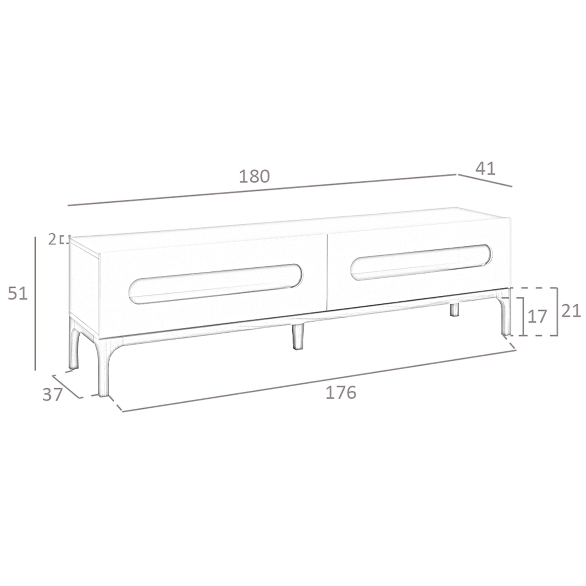 Porta TV in legno grigio e noce con illuminazione interna