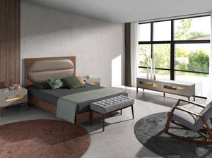 Porta TV in legno grigio e noce con illuminazione interna