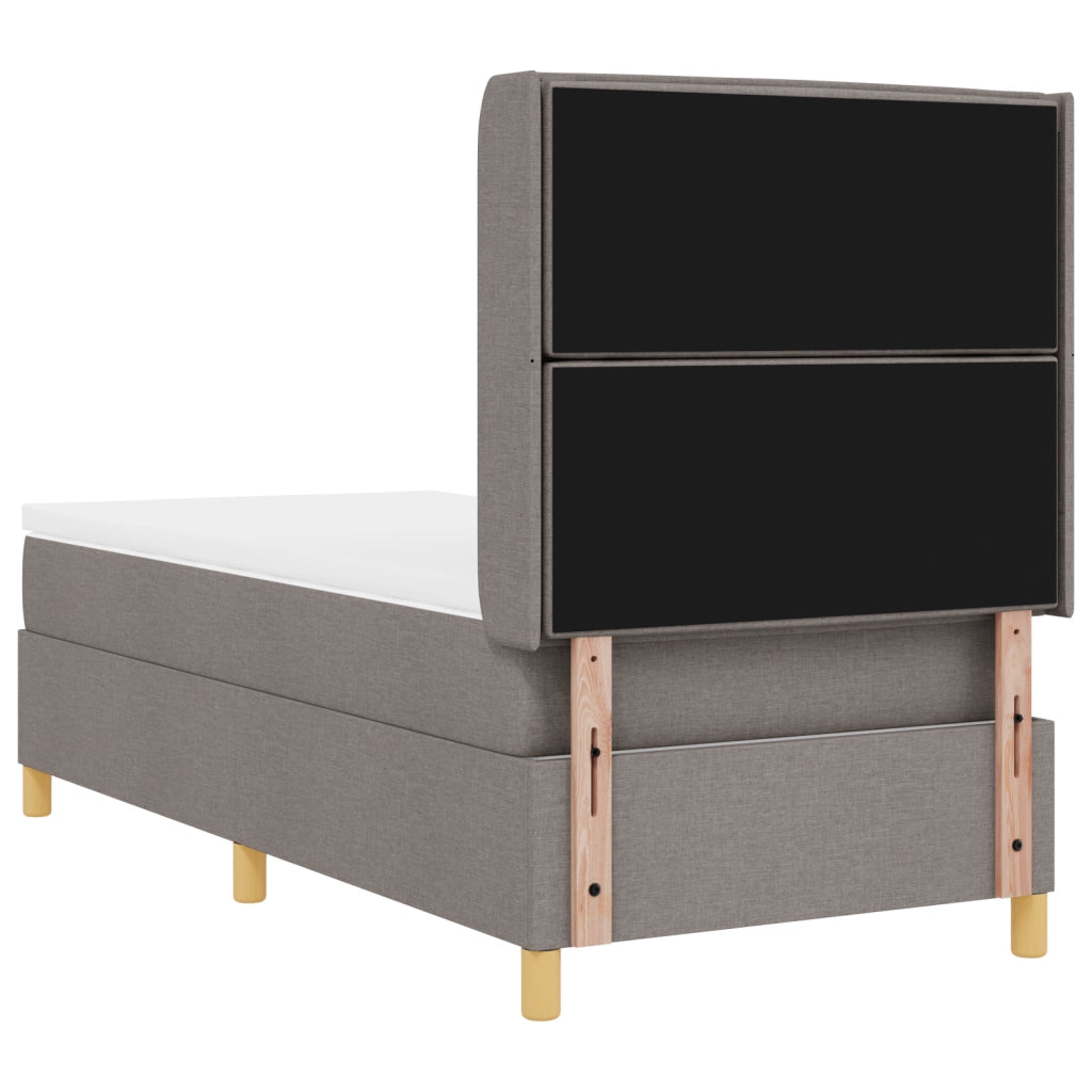 Letto Box Spring con Materasso e LED Tortora 90x200 cm Tessuto