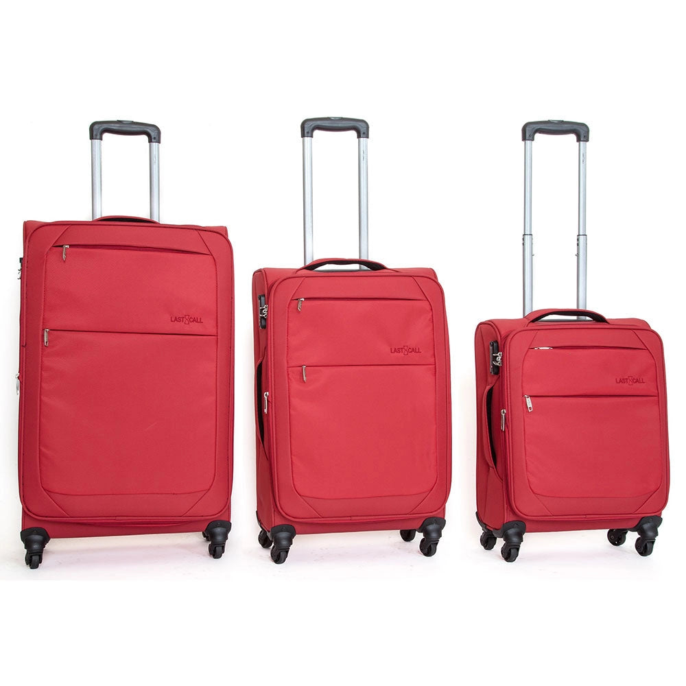 Set 3 Valigie Trolley Morbide in Poliestere 4 Ruote TSA Ravizzoni Matisse Rosso