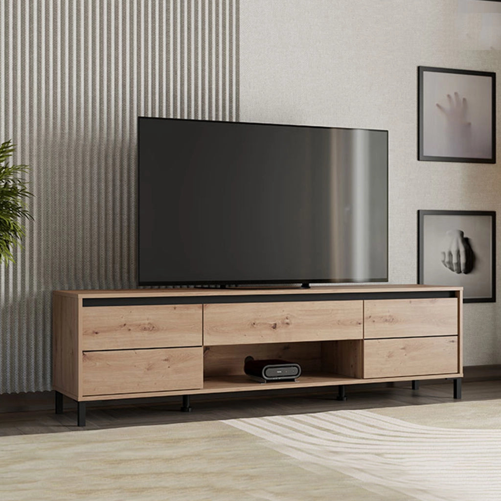 Celico, Mobile Porta tv un Cassetto, 183x40x52h cm Marrone Rovere Nodi