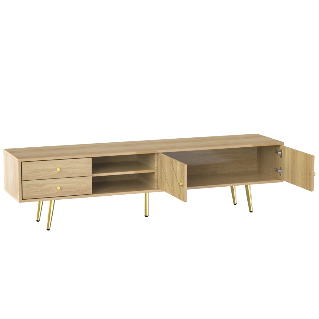 Mobile TV lussuoso 160 cm - Zephmum - Piedi dorati, due cassetti