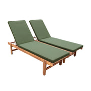 Set 2 lettini prendisole in legno multiposizione, verde kaki