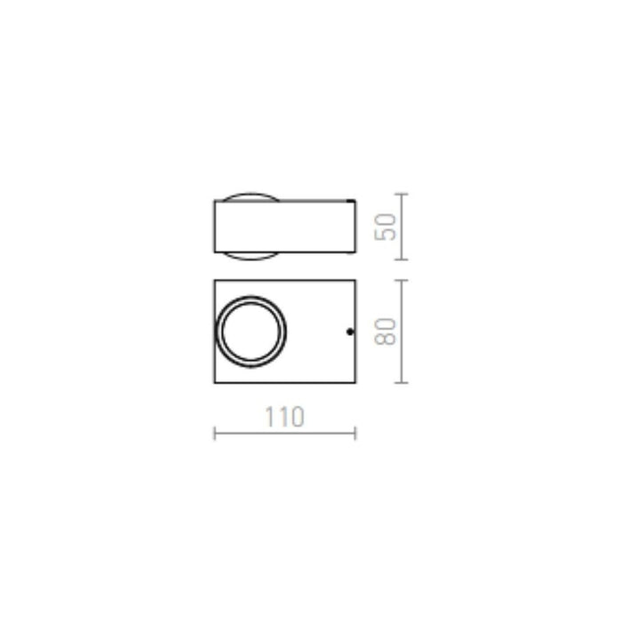Faretto applique KORSO II da parete alluminio pettinato 230V LED 2x3W 120° IP54 3000K