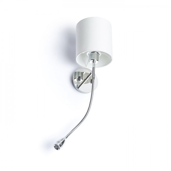 Faretto applique VERSINA con paralume bianco cromo 230V E27 LED 28+3W 25°  3000K