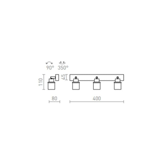 Lampadario faretti LINN III plafoniera/applique  vetro opalino/cromo 230V G9 LED 3x3W IP44