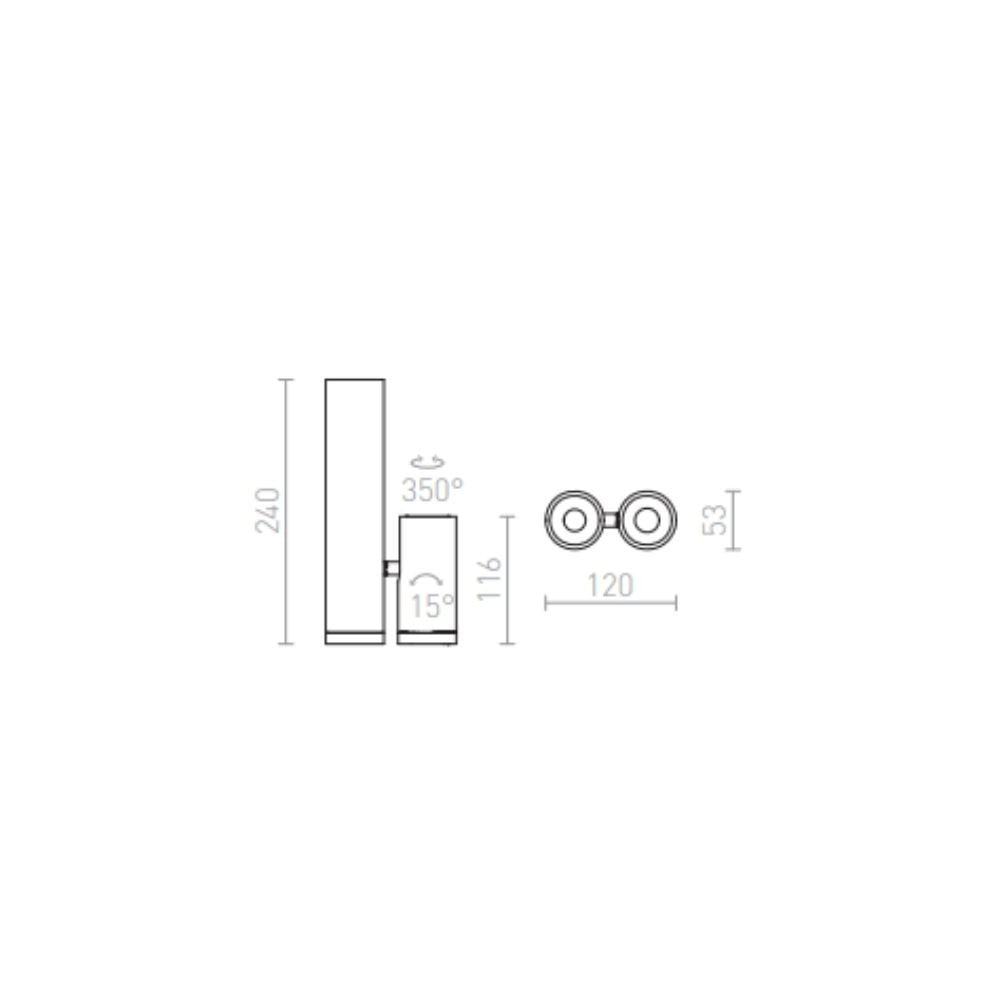 Faretto BOGARD TWIN da soffitto nichel opaco 230V LED 2x5W 40° 3000K