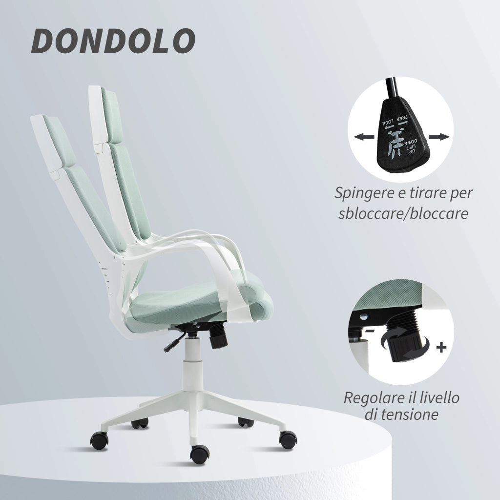 Sedia da Ufficio con Dondolo ¨C Zephmum ¨C Tessuto Verde 63x63x117-127 cm