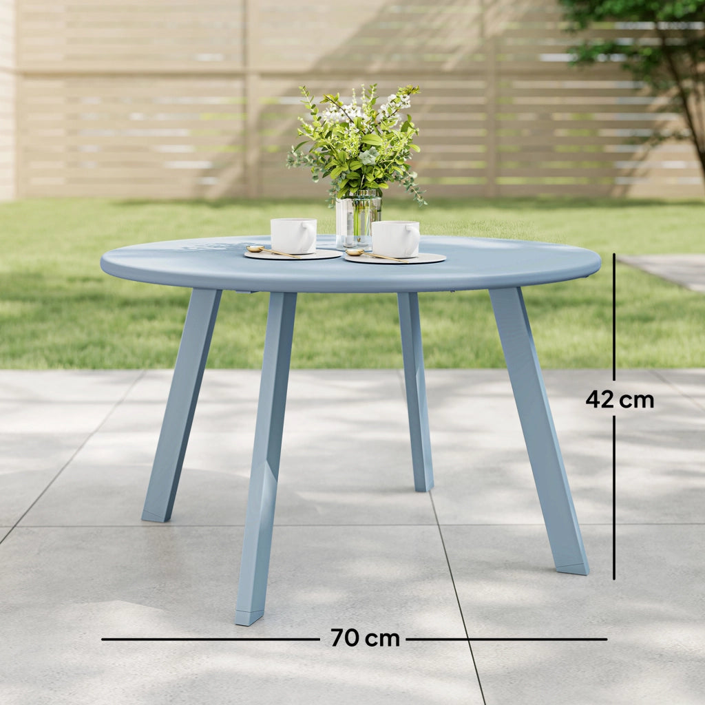 Tavolino rotondo da giardino con patini ¨C zephmum ¨C blu, metallo, ?70x42cm