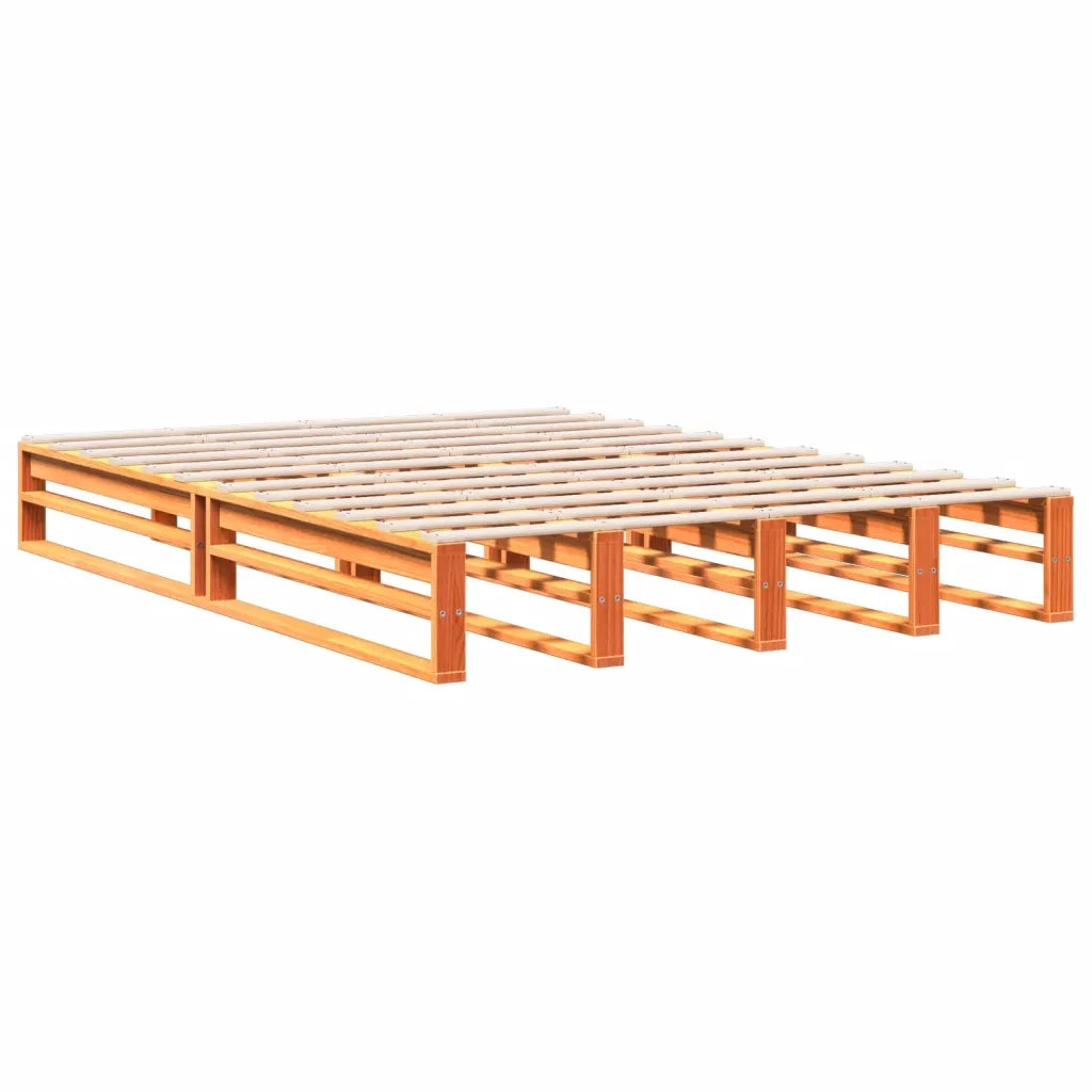 Letto Libreria senza Materasso Marrone Cera 160x200 cm in Pino