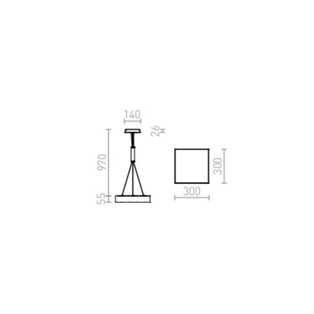 Plafoniera LARISA SQ 30 a sospensione nero 230V LED 30W 3000K