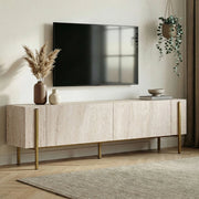 Noga, Mobile Porta tv 2 Ante, 180x30x45h cm Bianco Marmo