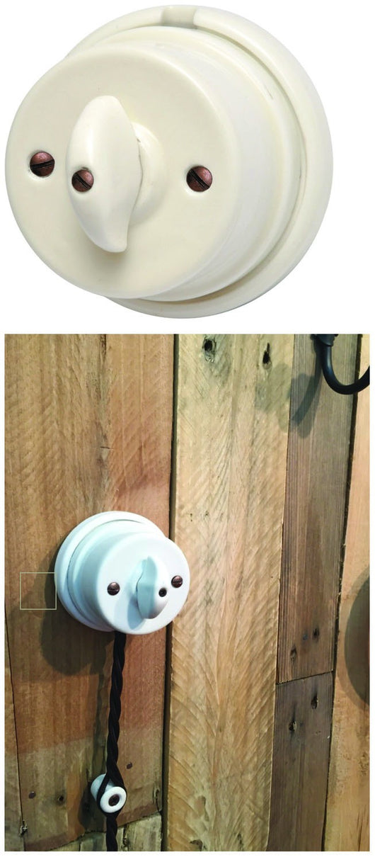 PULSANTE INTERRUTTORE IN PORCELLANA STILE ANTICO NAPOLEONE BIANCO