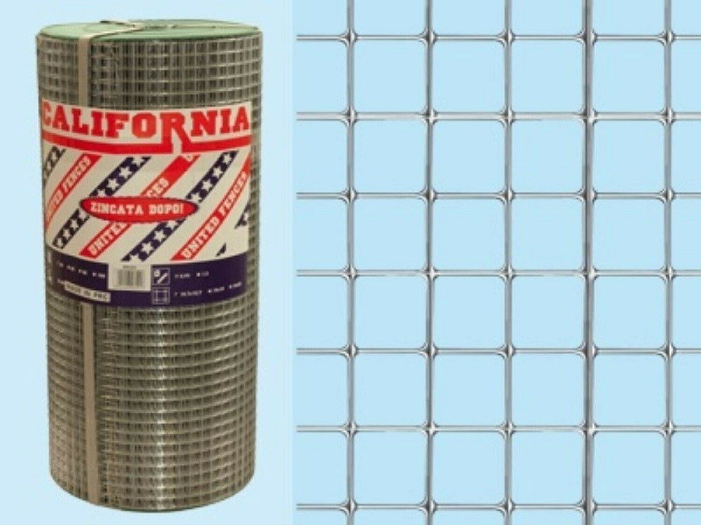 RETE ELETTROSALDATA ZINCATA A MAGLIA QUADRATA CALIFORNIA 19X19 1,50 RT.10MT H.50