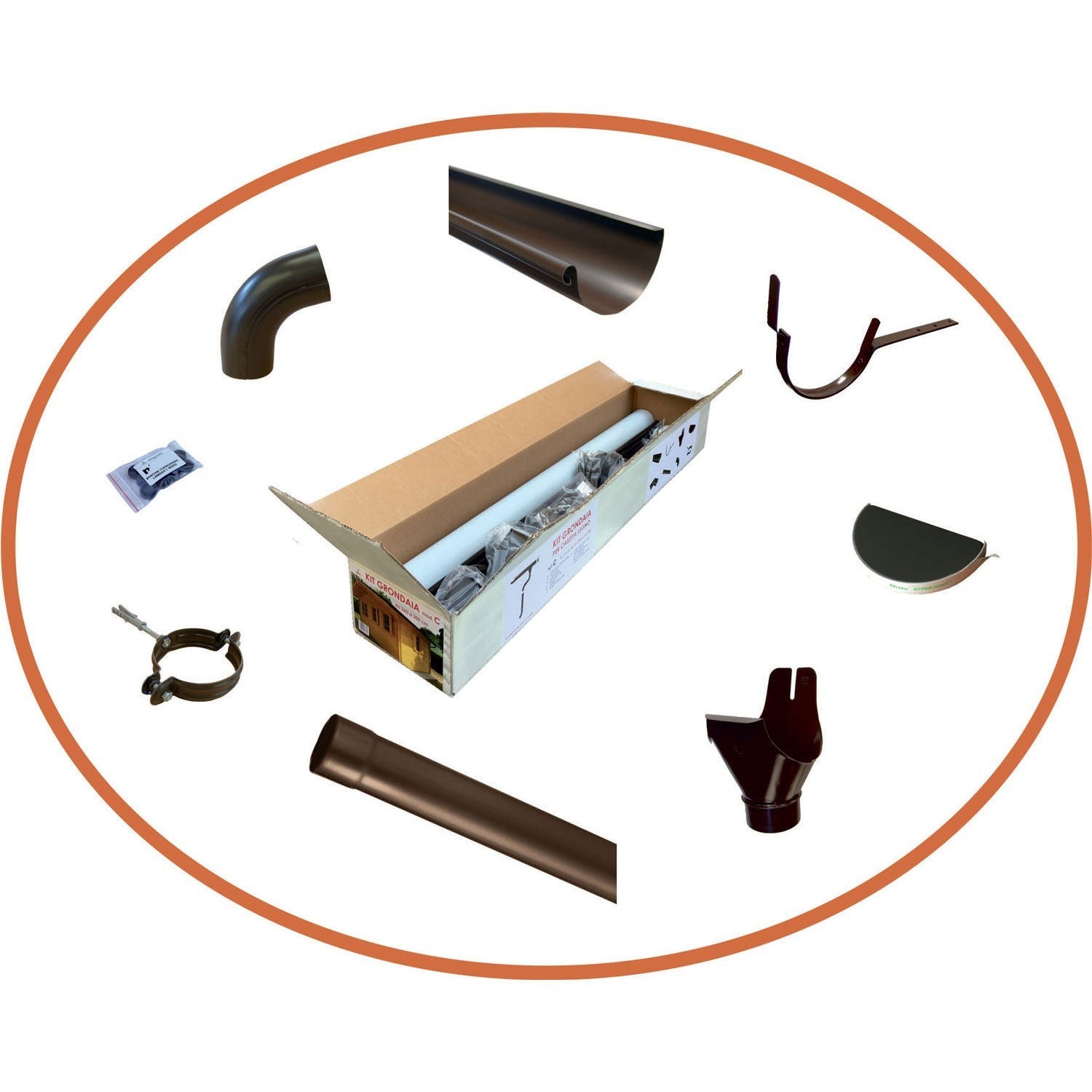 Kit D gronde grondaie per casette con falde da cm. 301 a cm. 349