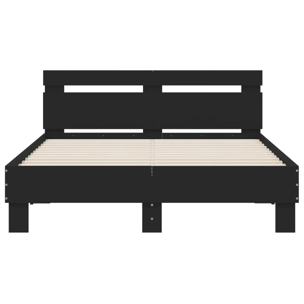 Giroletto con Testiera e LED-Struttura Letto con testiera Nero 120x200 cm