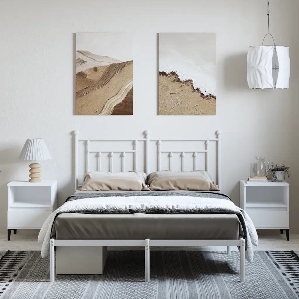Giroletto con Testiera Metallo Bianco 150x200 cm