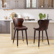 Set di 2 sgabelli da bar 52x53x101 cm con schienale basso; in legno marrone