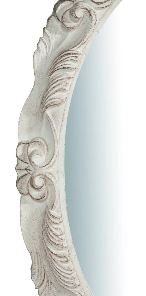 Biscottini Specchiera da parete verticale/orizzontale in legno finitura bianca anticata L78xPR7xH98cm Made in Italy