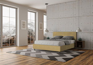 Letto Matrimoniale 160x210 cm con Rete e Contenitore Adele Labirinto 06 Giallo