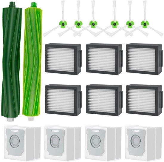 Accessori per aspirapolvere - Set di 18 pezzi - Set di pennelli principali e laterali - Filtro HEPA e sacchi di aspirazione - Materiale resistente - Per aspirapolvere Roomba Combo I5/J5 - Prestazioni ottimali. - Accessori per aspirapolvere