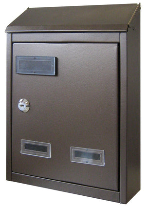 CASSETTA POSTALE CITY IN FERRO COLORE MARRONE/ORO-731.A  21x7xH30 cm