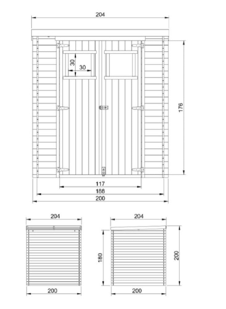 Casetta Birba 200x200x200H in legno nordico CON PAVIMENTO