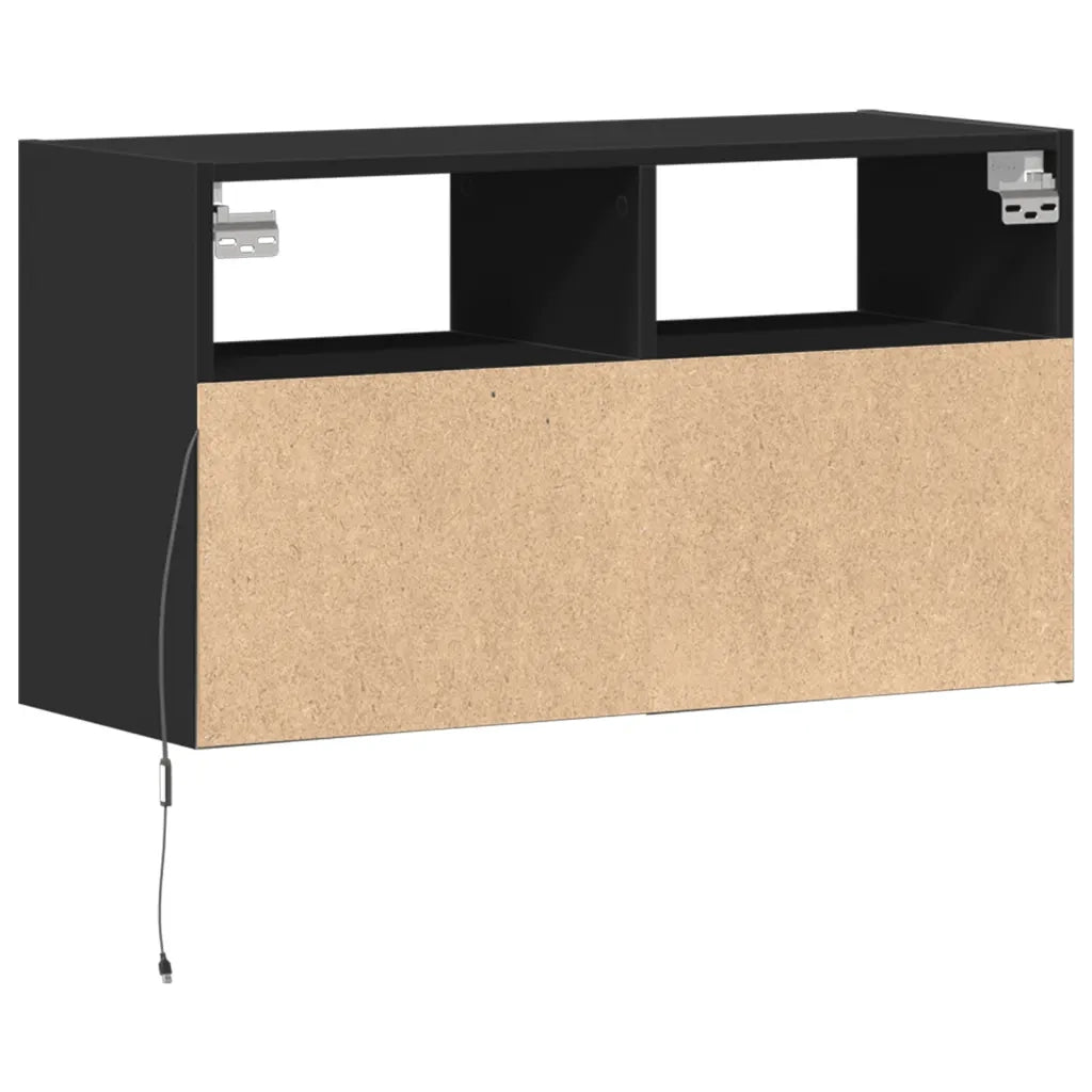 vidaXL Mobile TV a Parete con Luci LED Nero 80x31x45 cm