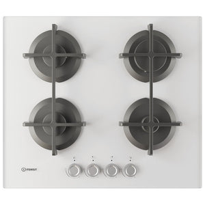 Indesit ING 61T-WH, Piano Cottura a Gas, Vetro Tortora, 60cm, 4 Fuochi