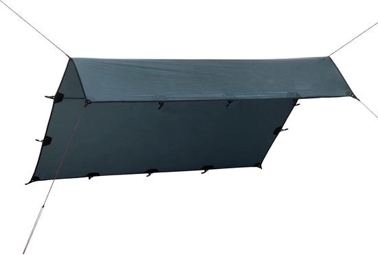 Tarp per trekking leggero e robusto, impermeabile 3x3 (M) / 3x4 (L) / 32x28m (Hex)