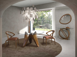 Specchio da parete forma organica noce