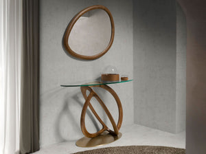 Specchio da parete forma organica noce