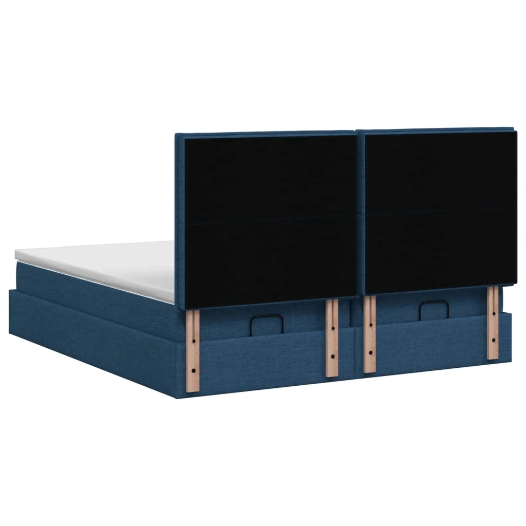 Letto Ottomano con Materasso e LED Blu 180 x 200 cm Tessuto 3458422