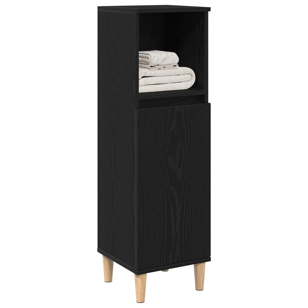 Armadio da bagno  Nero Rovere 30x30x100 cm Legno ingegnerizzato