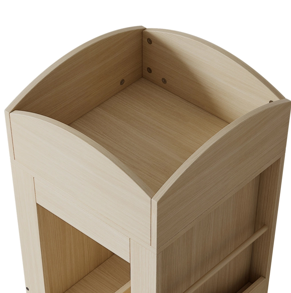 Libreria girevole 360° in MDF, 4 ripiani, colore naturale