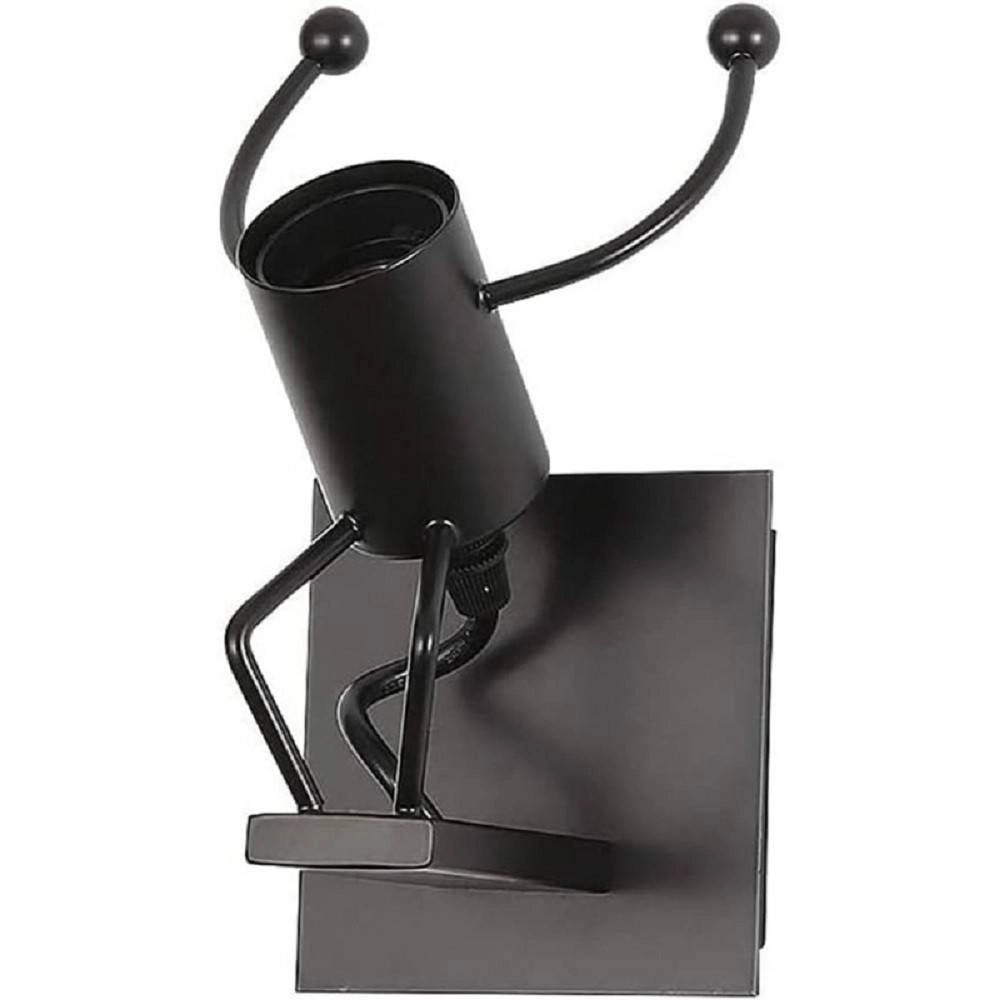 Trade Shop - Applique Da Parete Decorativo Forma Omino Che Salta In Metallo Attacco E27 Aq50 - Nero