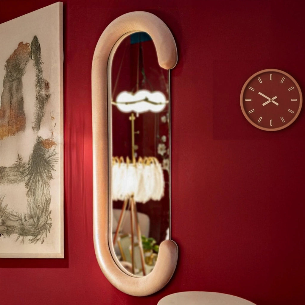 Specchio Shot, Specchiera, Articolo d'arredo a muro, Decorazione con specchio, 60x7 h160 cm, Rosa
