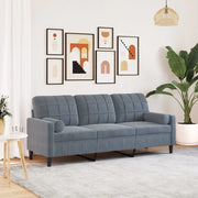 Divano a 3 Posti con Cuscini-Sofa 3 Posti con Cuscini Grigio Scuro 180 cm in Velluto 112531