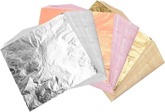 300 fogli imitazione foglia d'oro, foglia di rosa e foglia d'argento per decorazione di artigianato e progetti artistici (14 x 14 cm)