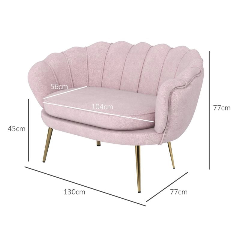 DIVANETTO 2 POSTI IN STILE INDUSTRIAL CHIC IN TESSUTO EFFETTO VELLUTO E METALLO 130X77X77 CM ROSA