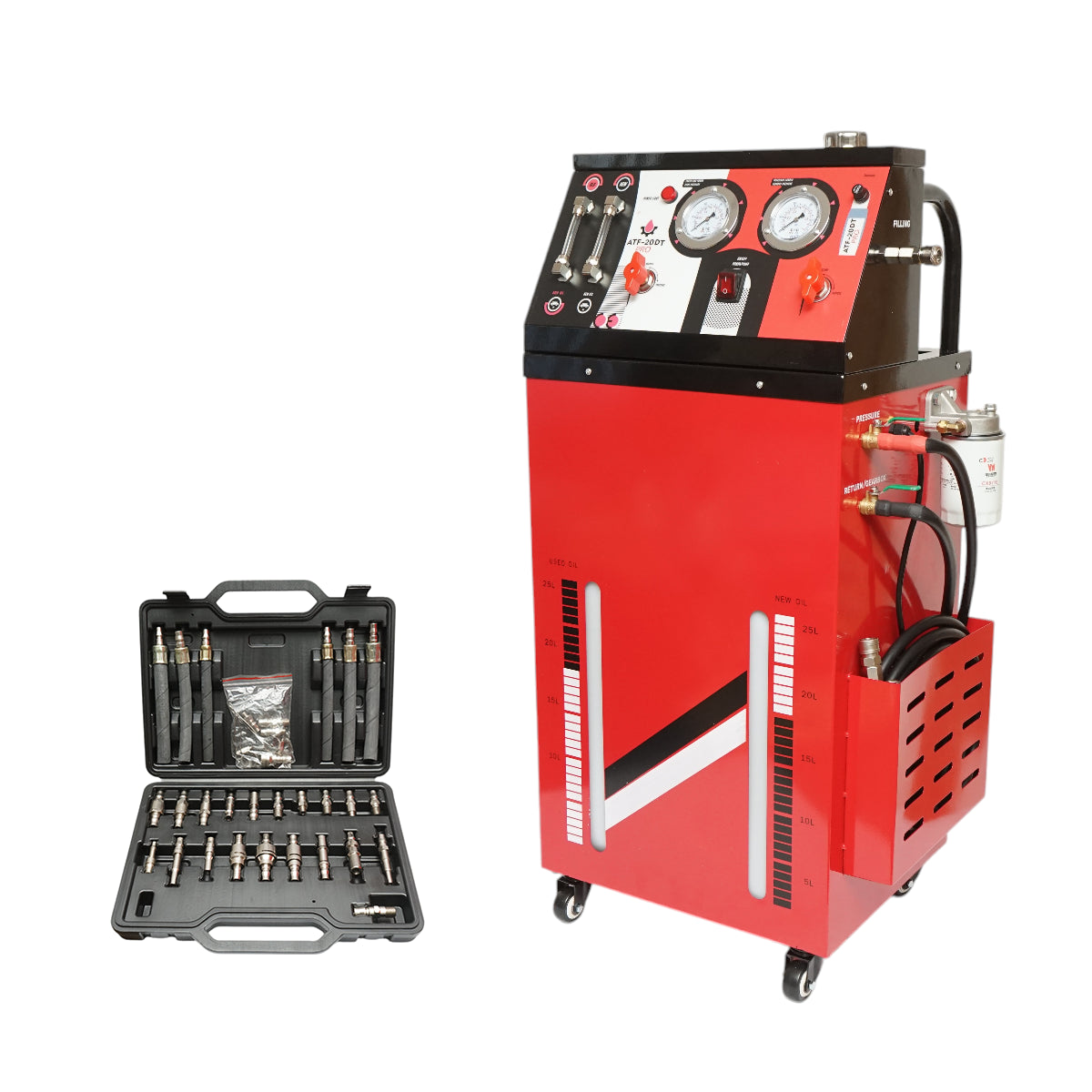 Cambio olio automatico 220V, doppio serbatoio 25L, pressione max 10 bar