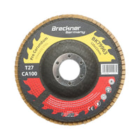 Disco lamellare abrasivo al corindone T27 CA100, 125x22mm per la levigatura/lucidatura di acciaio inossidabile e metallo Breckner Germany