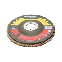 Disco lamellare abrasivo al corindone T27 CA40, 125x22mm per levigatura/lucidatura di acciaio inossidabile e metallo Breckner Germany